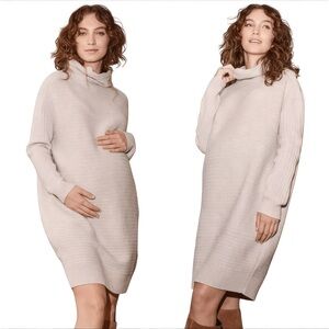 HATCH Maternity The Kendall Merino Wool Sweater Dress in Oat Melange - Size 2